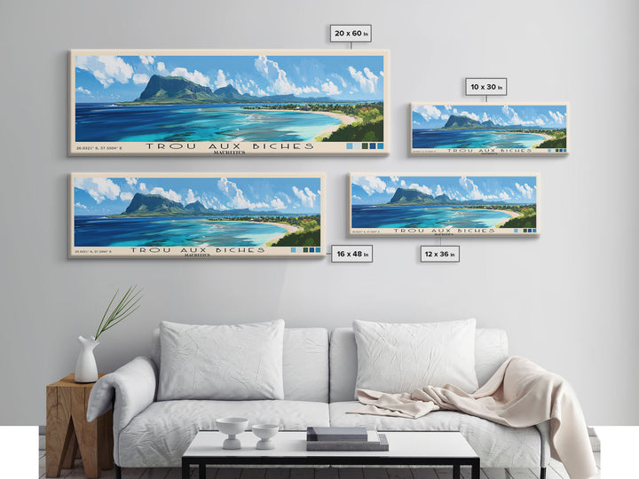 Trou aux Biches, Mauritius Panoramic Print, Vacation Gift, Mauritius Wall Art, Beach Painting, Beach Decor, Beach Or Lakehouse Art