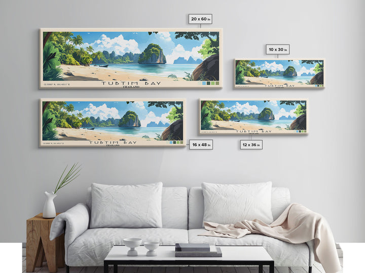 Tubtim Bay, Thailand Panoramic Beach Print, Vacation Gift, Thailand Wall Art, Beach Painting, Beach Decor, Beach Painting