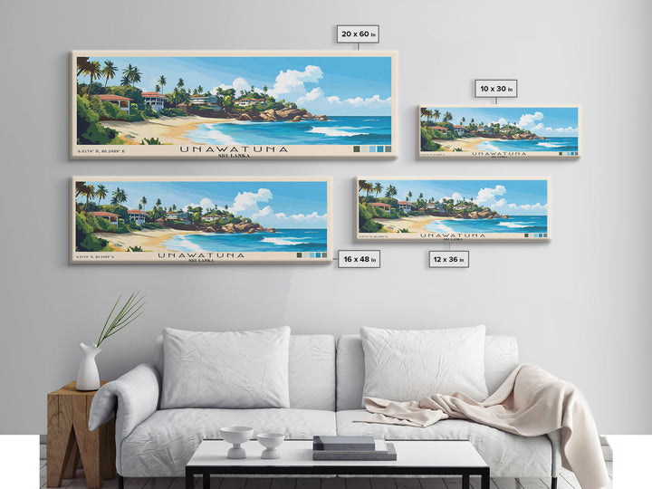 Unawatuna, Sri Lanka Panoramic Print, Vacation Gift, Sri Lanka Wall Art, Beach Painting, Beach Decor, Beach Or Lakehouse Art