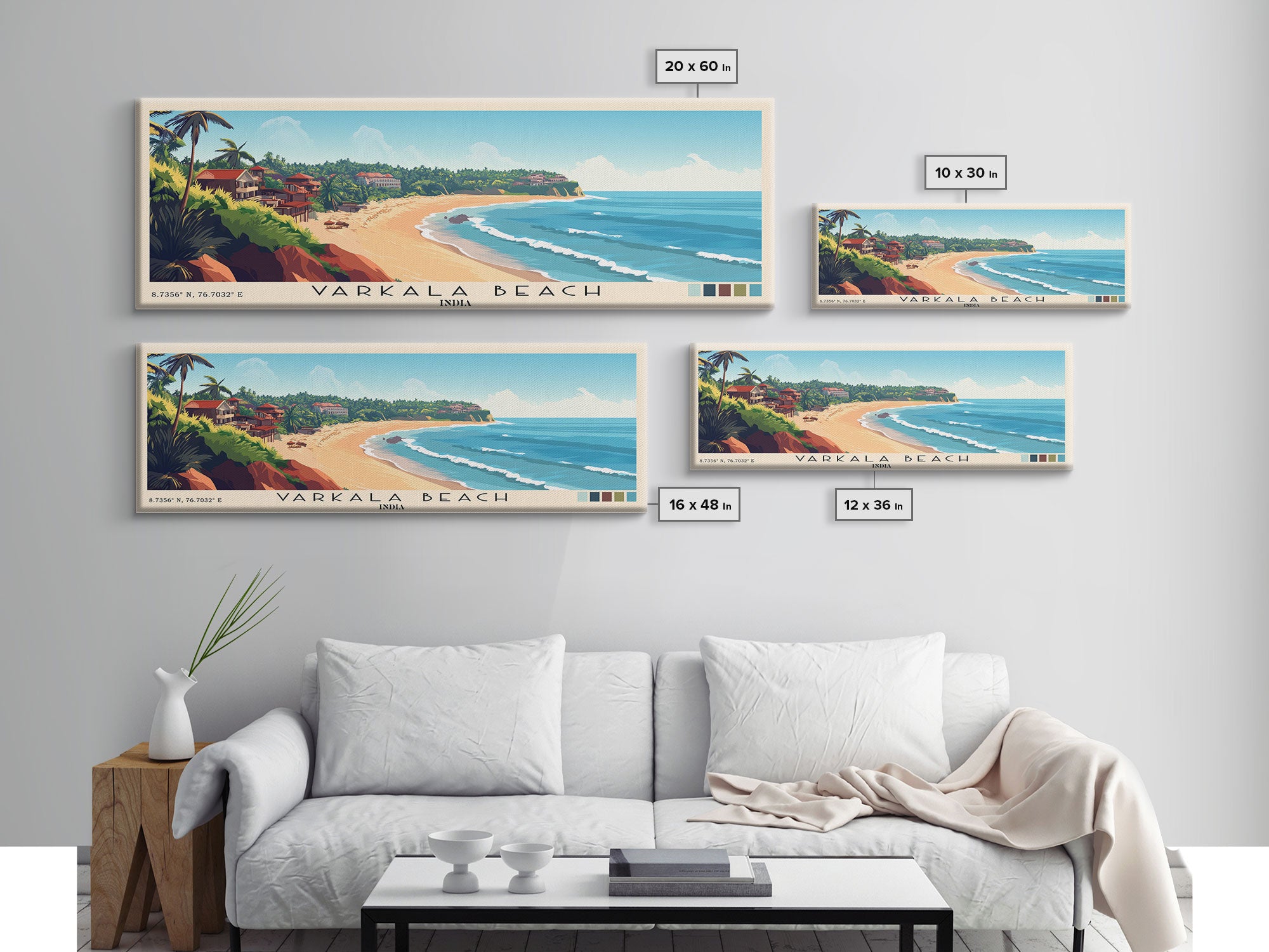 Varkala Beach, India Panoramic Print, Vacation Gift, India Wall Art, Vacation Wall Art, Vacatation Memories, Beach Decor, Beach Or Lakehouse Art