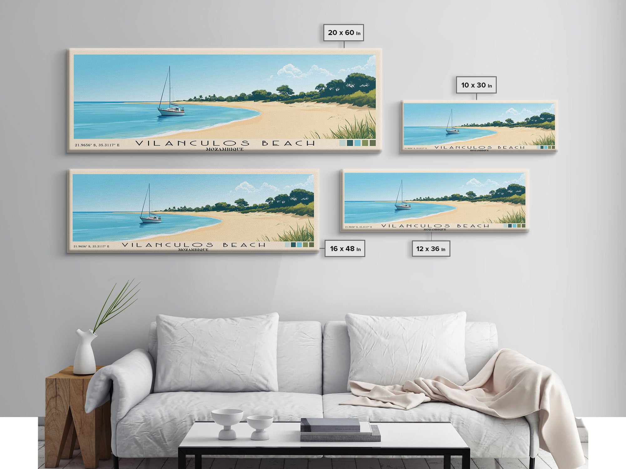 Vilanculos Beach, Mozambique Panoramic Print, Vacation Gift, Mozambique Wall Art, Beach Painting, Beach Decor, Large Wall Art, Wood Frame Art