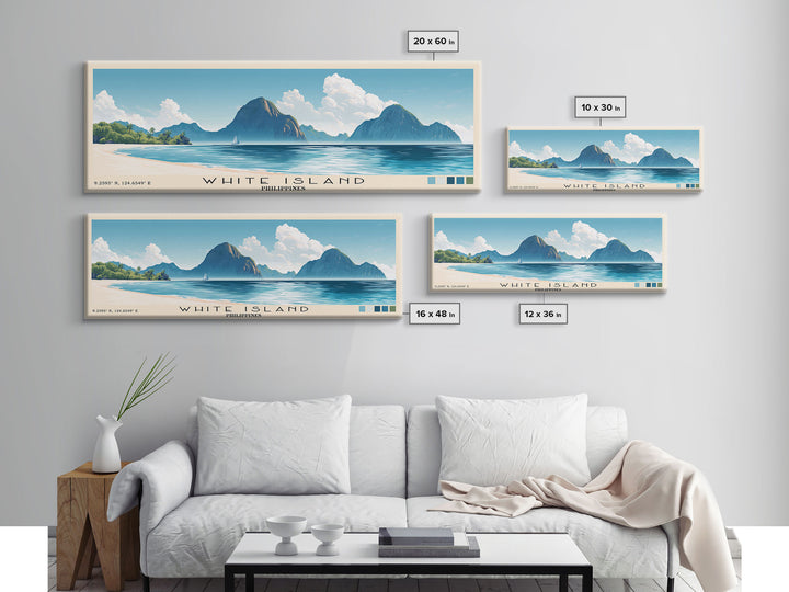 White Island, Philippines Panoramic Print, Vacation Gift, Philippines Wall Art, Beach Painting, Beach Decor, Beach Or Lakehouse Art