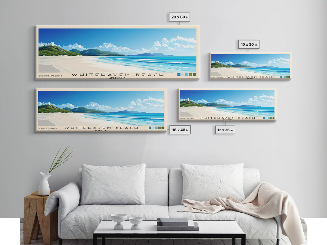 Whitehaven Beach, Australia Panoramic Beach Print, Vacation Gift, Australia Wall Art, Beach Painting, Beach Decor, Beach Painting