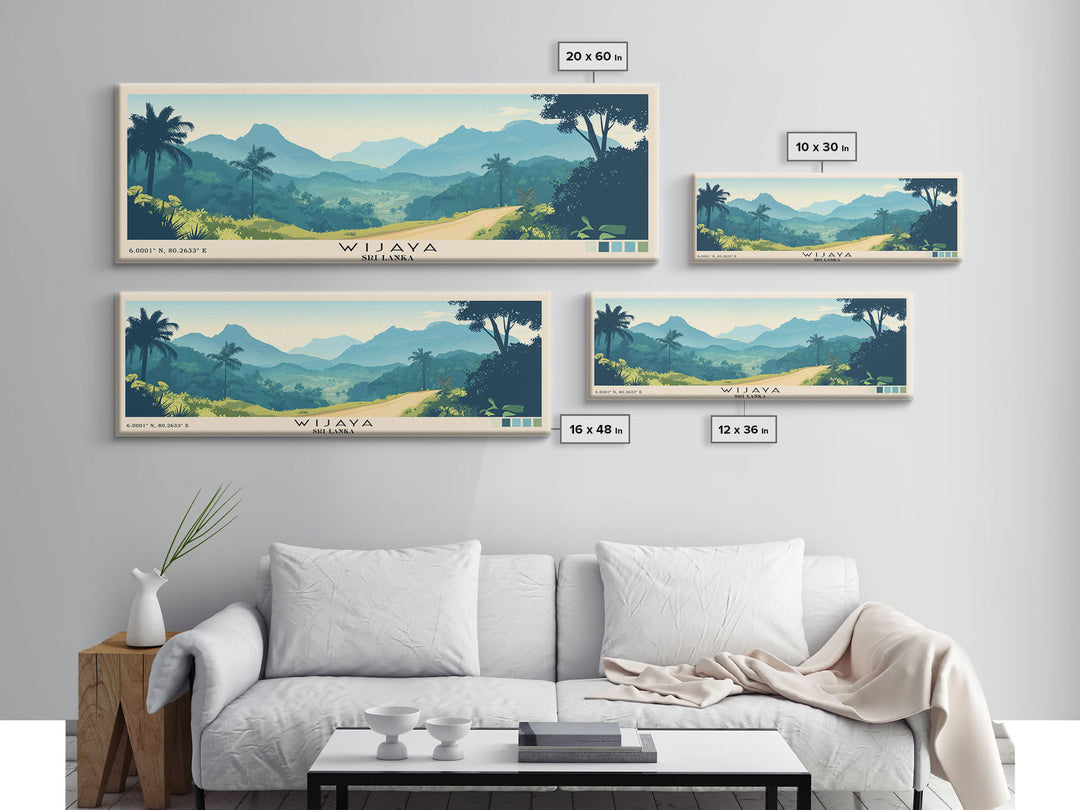 Wijaya, Sri Lanka Panoramic Beach Print, Vacation Gift, Sri Lanka Wall Art, Framed Canvas Print, Framed Beach Painting