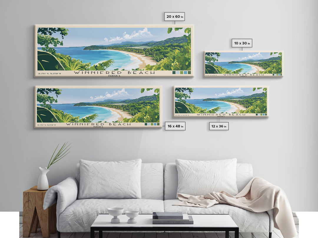 Winnifred Beach, Jamaica Panoramic Print, Vacation Gift, Jamaica Wall Art, Beach Painting, Beach Decor, Beach Or Lakehouse Art