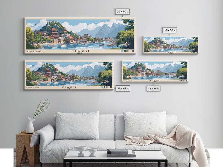 Xiapu, China Panoramic Print, Vacation Gift, China Wall Art, Beach Painting, Beach Decor, Large Wall Art, Wood Frame Art