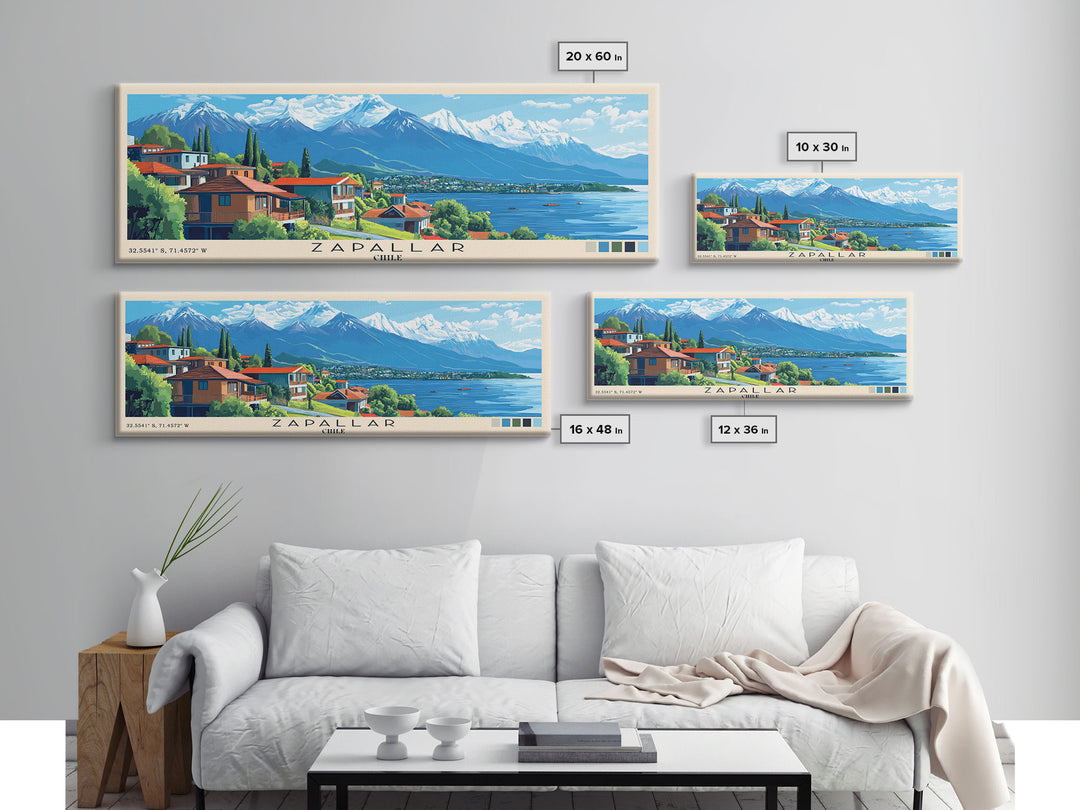 Zapallar, Chile Panoramic Print, Vacation Gift, Chile Wall Art, Beach Painting, Beach Decor, Beach Or Lakehouse Art