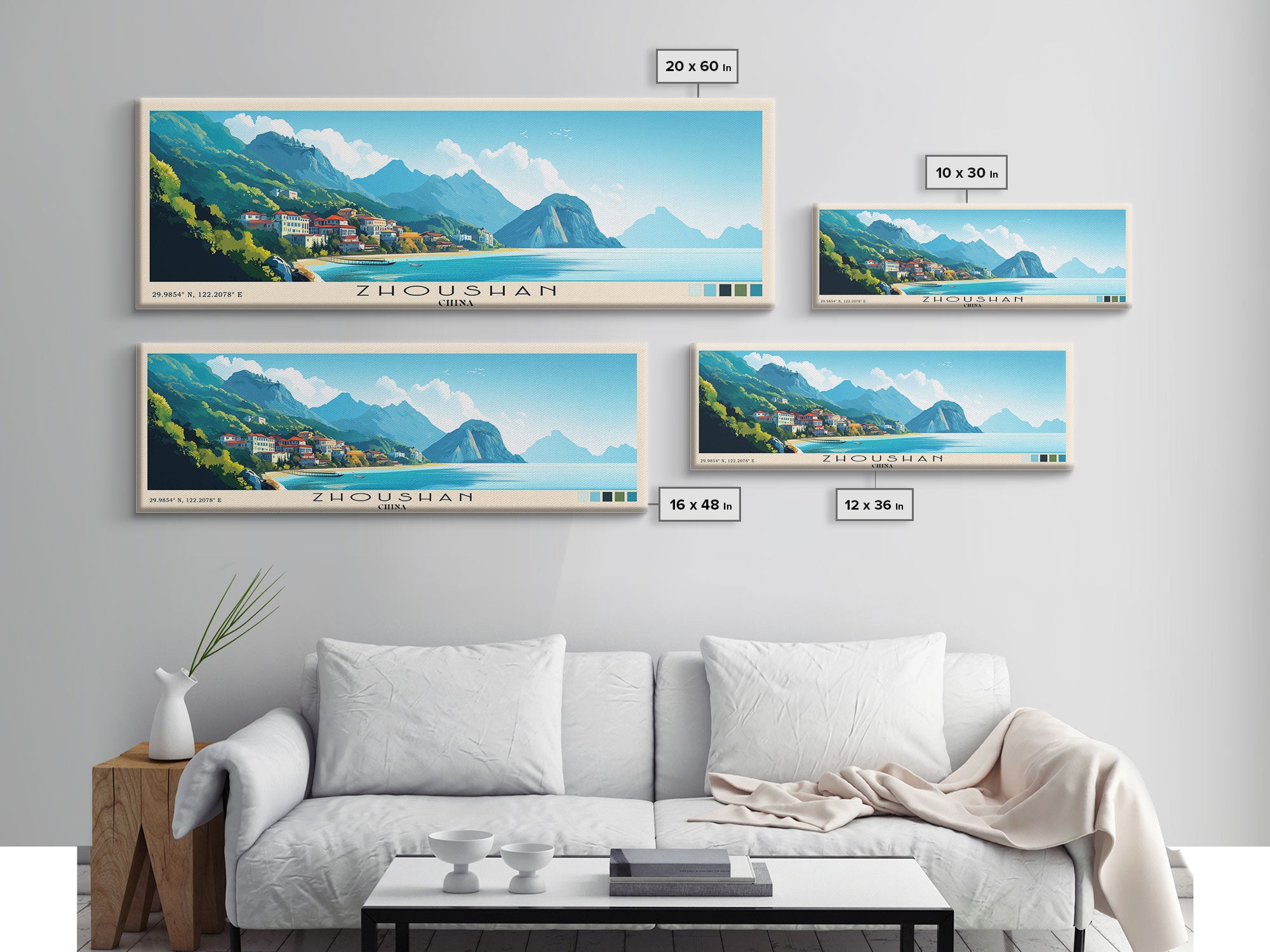 Zhoushan, China Panoramic Beach Print, Vacation Gift, China Wall Art, Beach Painting, Beach Decor, Beach Painting