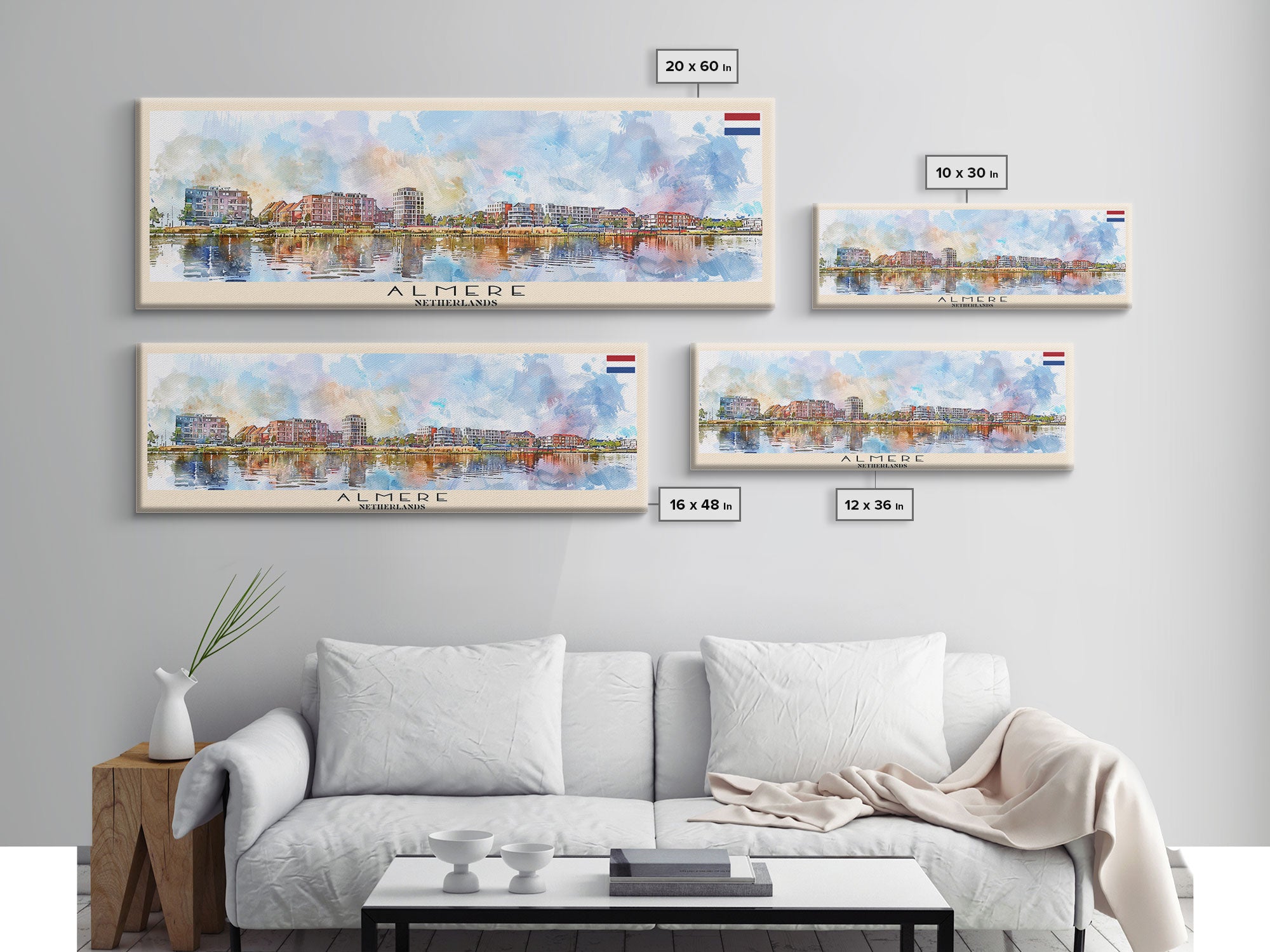 Almere Netherlands Wall Art, Panoramic Travel Poster, Panoramic Framed Canvas Print, City Wall Art, Wall Hanging Home Decor, Travel Art