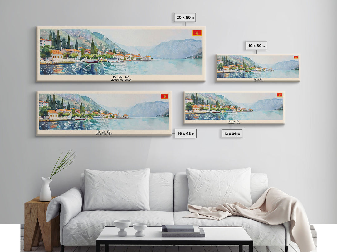 Bar Montenegro Travel Print Wall Art, Panoramic City Art, Travel Art, Wall Decor, Vacation Gift, Framed Canvas Print Or Metal Art