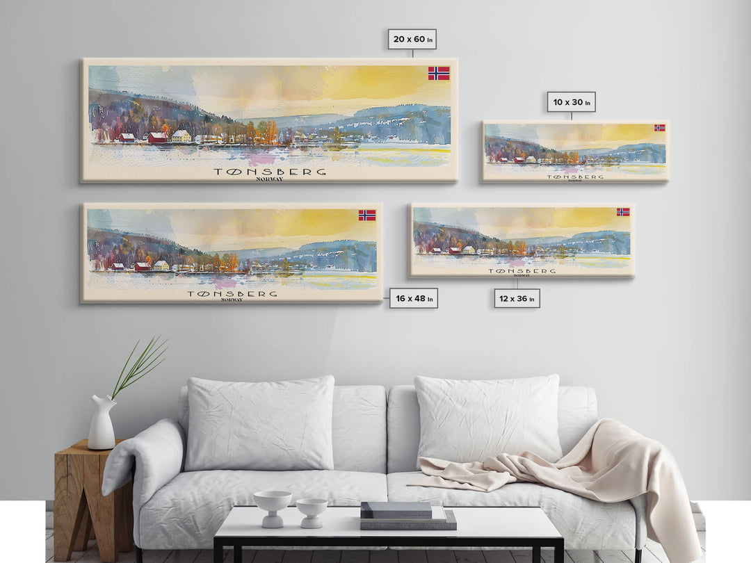 Tonsberg Norway Travel Print Wall Art, Panoramic City Art, Travel Art, Wall Decor, Vacation Gift, Framed Canvas Print Or Metal Art