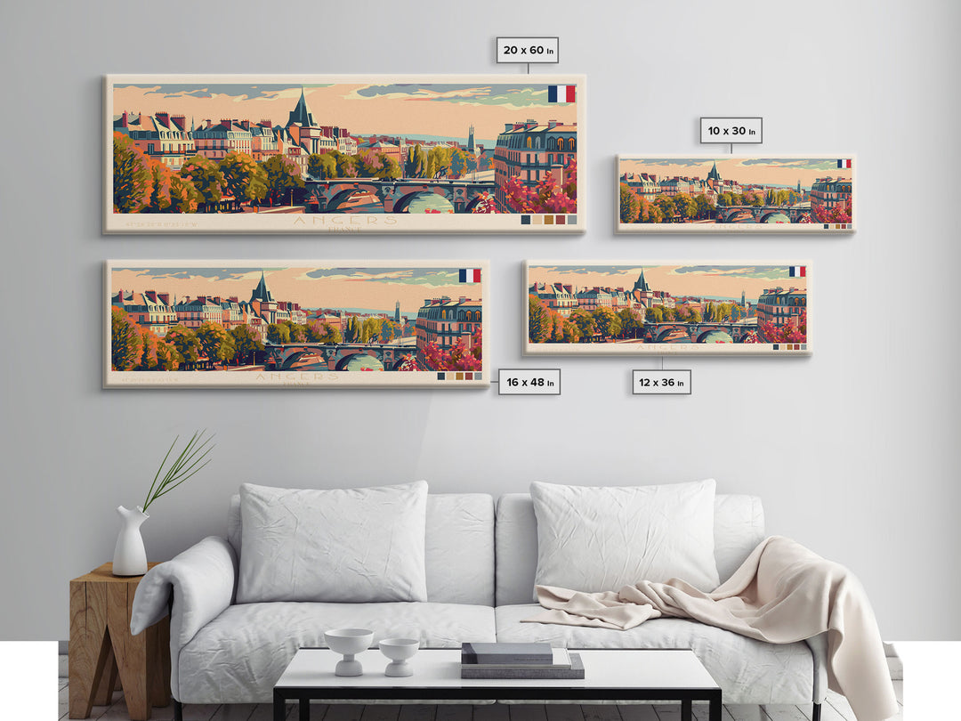 Angers France Wall Art, Panoramic Travel Poster, Panoramic Framed Canvas Print, City Wall Art, Wall Hanging Home Decor, Travel Art