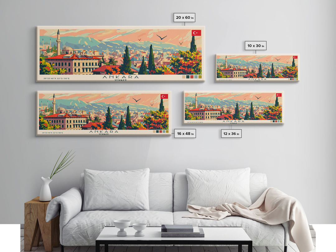 Ankara Turkey Travel Print Wall Art, Panoramic City Art, Travel Art, Wall Decor, Vacation Gift, Framed Canvas Print Or Metal Art