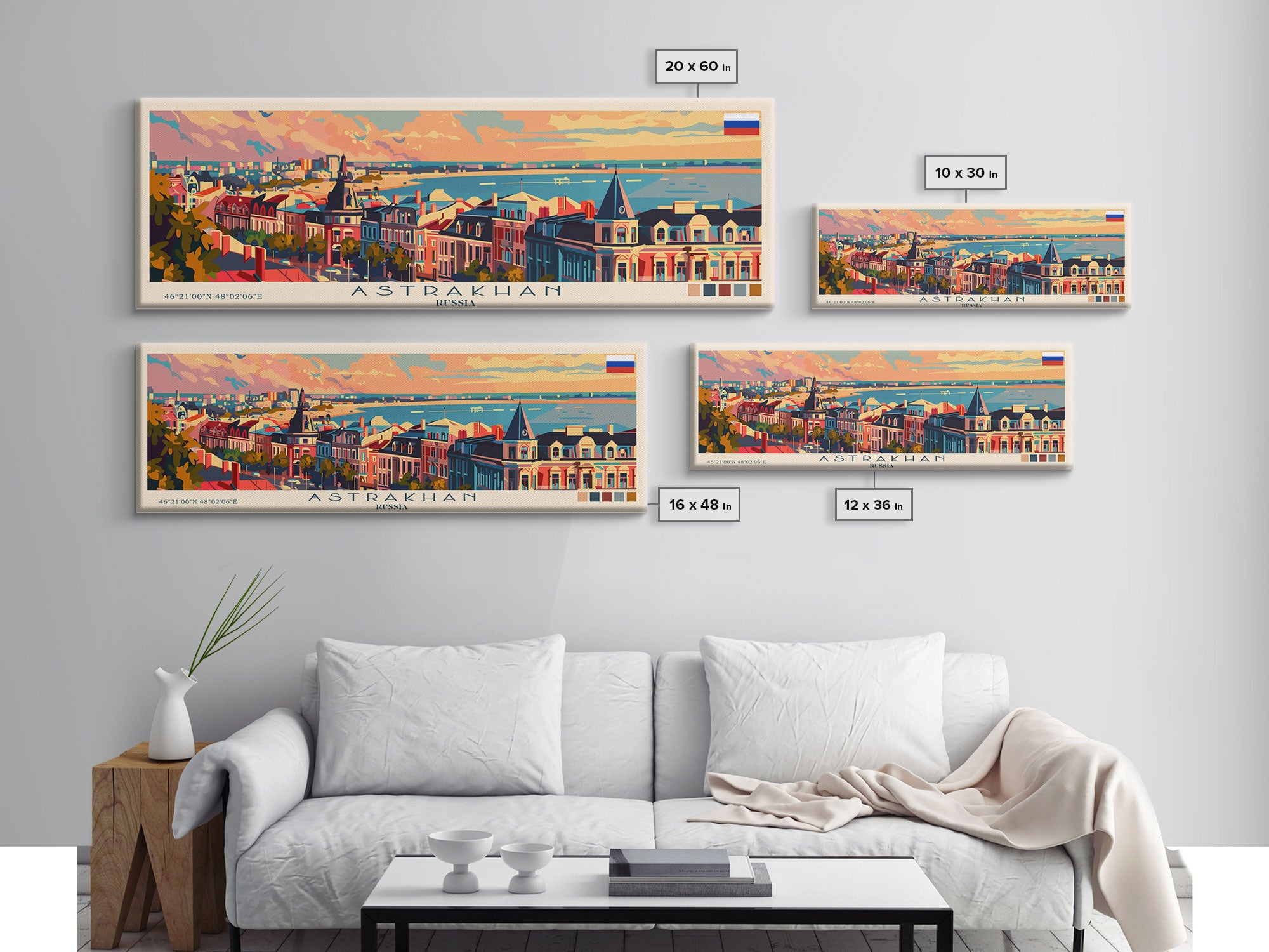 Astrakhan Russia Travel Print Wall Art, Panoramic City Art, Travel Art, Wall Decor, Vacation Gift, Framed Canvas Print Or Metal Art