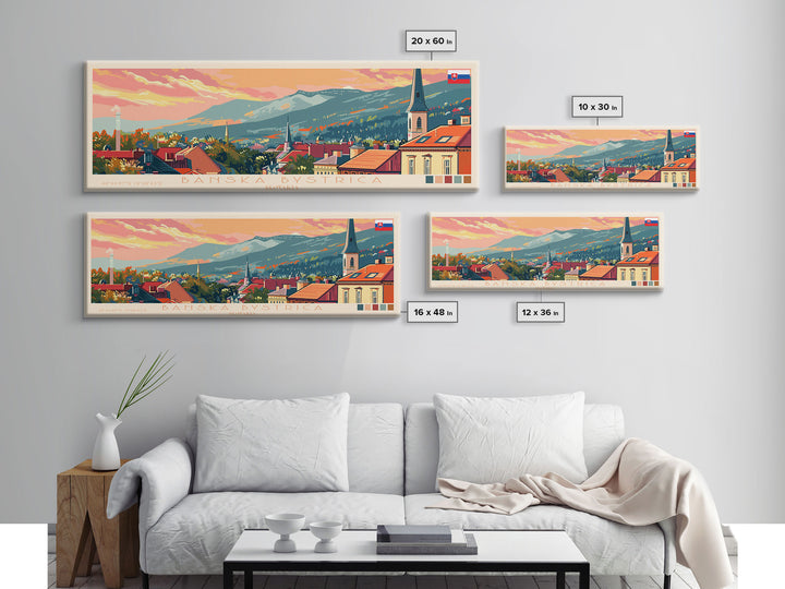 Banska Bystrica Wall Art, Panoramic Travel Poster, Panoramic Framed Canvas Print, City Wall Art, Wall Hanging Home Decor, Travel Art