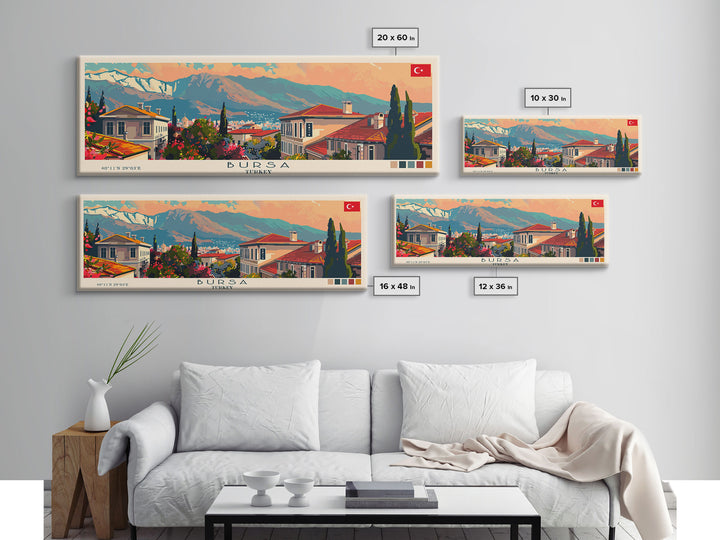 Bursa Turkey Travel Print Wall Art, Panoramic City Art, Travel Art, Wall Decor, Vacation Gift, Framed Canvas Print Or Metal Art