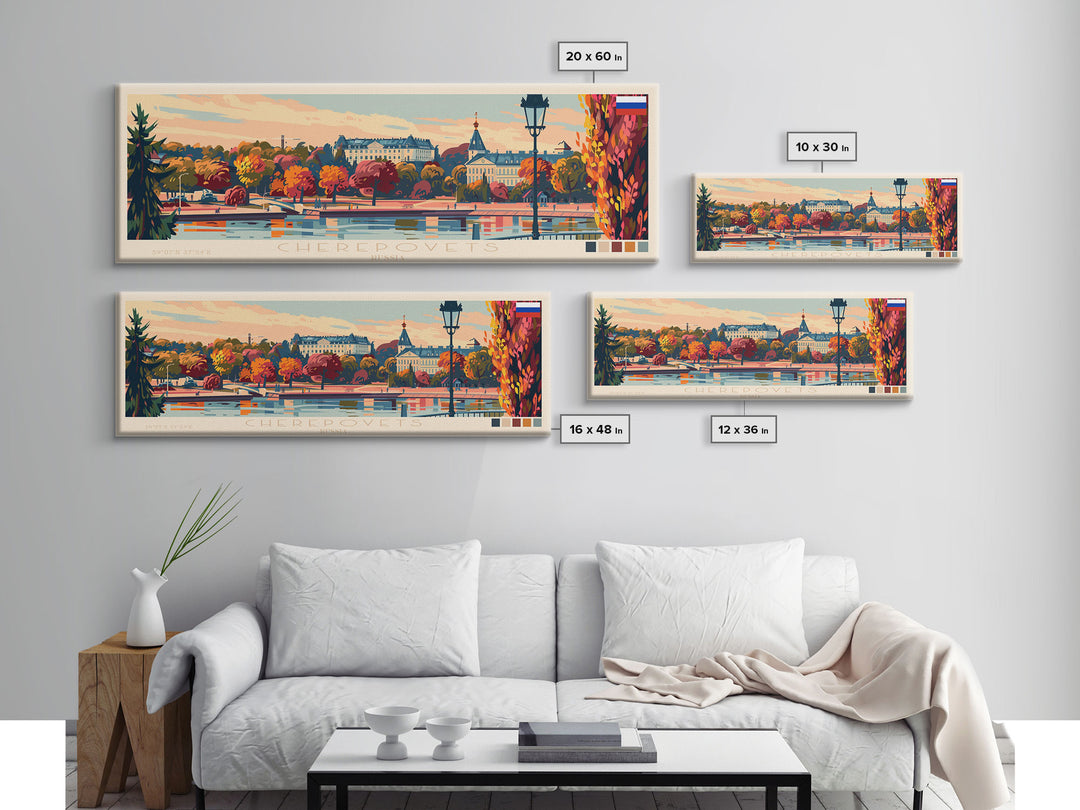 Cherepovets Russia Travel Print Wall Art, Panoramic City Art, Travel Art, Wall Decor, Vacation Gift, Framed Canvas Print Or Metal Art