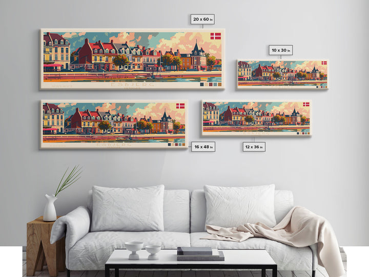 Esbjerg Denmark Travel Art, City Art, Framed Canvas Print or Metal Wall Art, Europe Travel Poster, Panoramic Wall Art, Extra Wide Wall Art