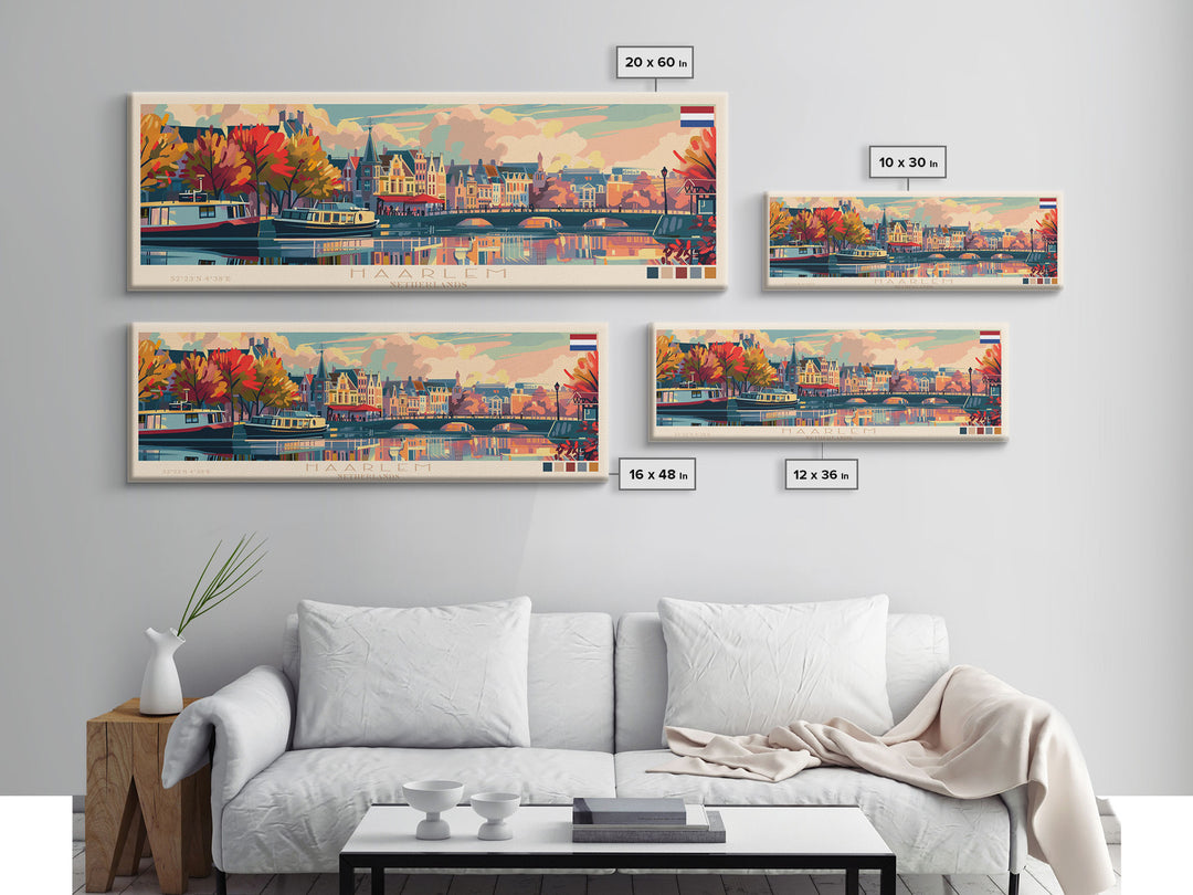 Haarlem Netherlands Travel Art, City Art, Framed Canvas Print or Metal Wall Art, Europe Travel Poster, Panoramic Wall Art, Extra Wide Wall Art