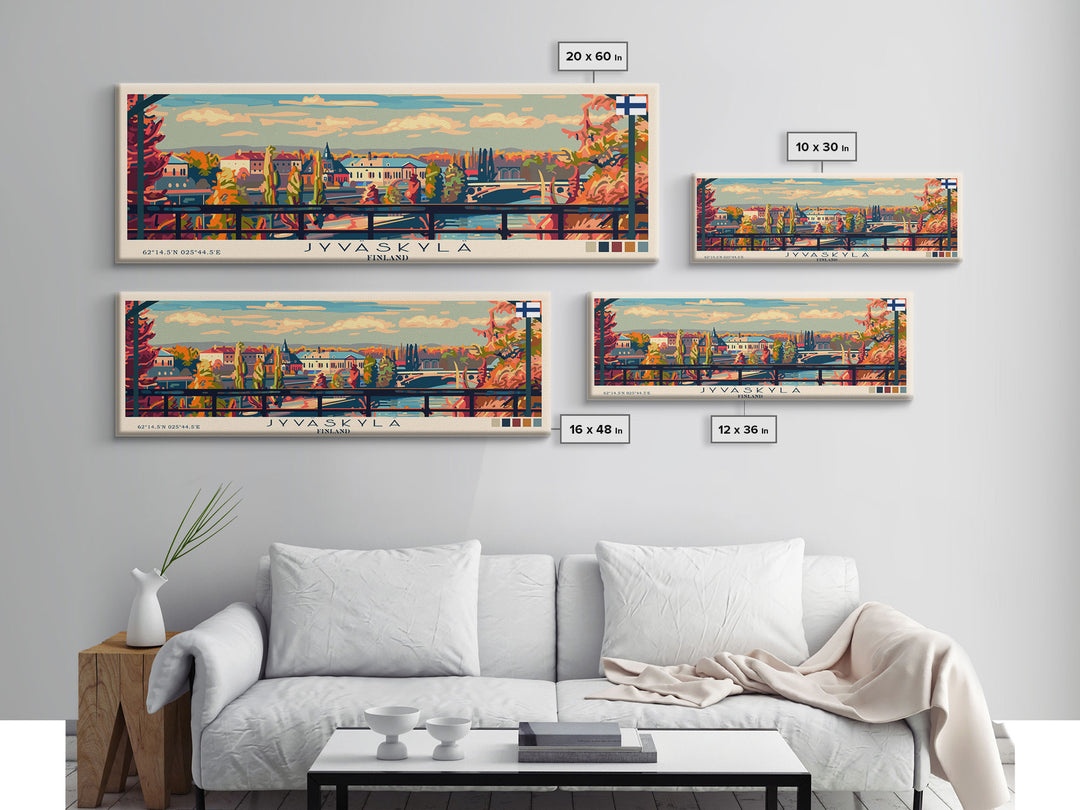 Jyvaskyla Finland Travel Art, City Art, Framed Canvas Print or Metal Wall Art, Europe Travel Poster, Panoramic Wall Art, Extra Wide Wall Art