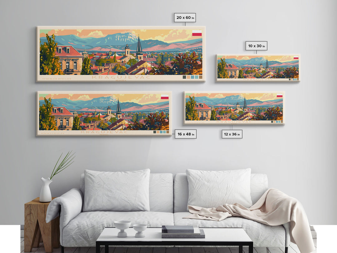 Kragujevac Serbia Travel Print Wall Art, Panoramic City Art, Travel Art, Wall Decor, Vacation Gift, Framed Canvas Print Or Metal Art