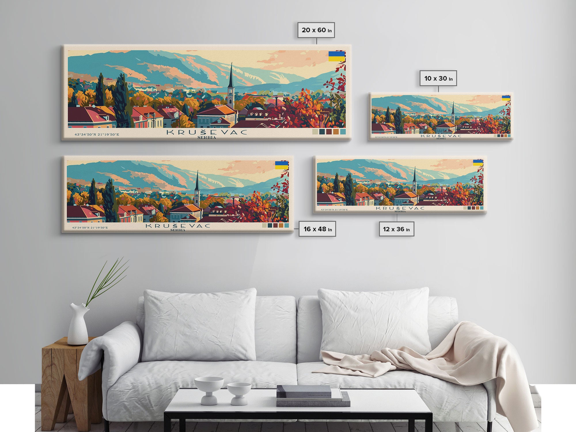 Kruševac Serbia Travel Art, City Art, Framed Canvas Print or Metal Wall Art, Europe Travel Poster, Panoramic Wall Art, Extra Wide Wall Art