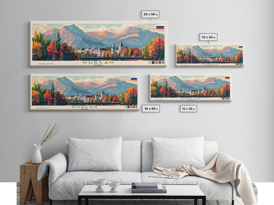 Kurgan Russia Travel Print Wall Art, Panoramic City Art, Travel Art, Wall Decor, Vacation Gift, Framed Canvas Print Or Metal Art