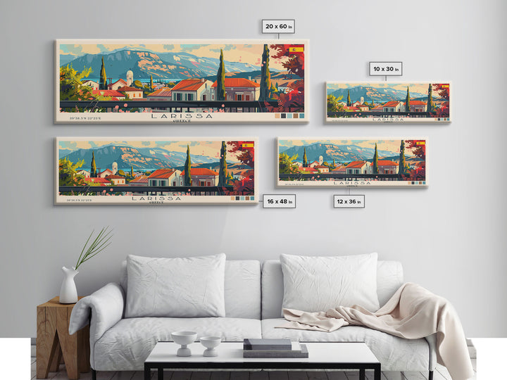 Larissa Greece Travel Print Wall Art, Panoramic City Art, Travel Art, Wall Decor, Vacation Gift, Framed Canvas Print Or Metal Art