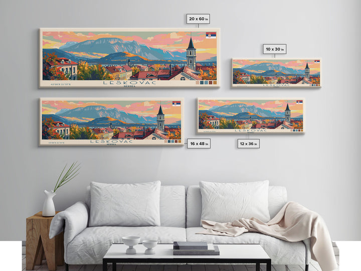 Leskovac Serbia Wall Art, Panoramic Travel Poster, Panoramic Framed Canvas Print, City Wall Art, Wall Hanging Home Decor, Travel Art