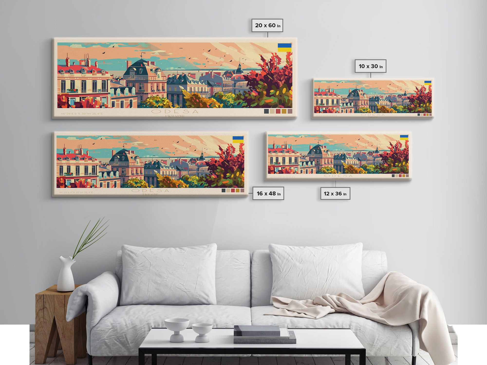 Odesa Ukraine Travel Print Wall Art, Panoramic City Art, Travel Art, Wall Decor, Vacation Gift, Framed Canvas Print Or Metal Art