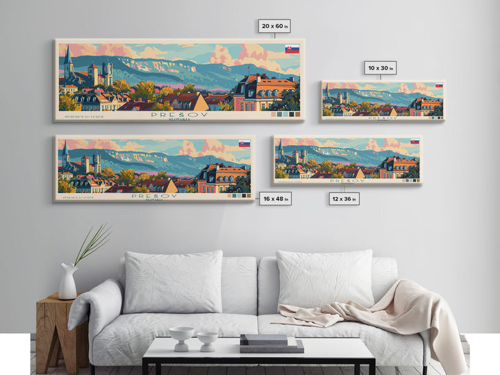 Prešov Slovakia Wall Art, Panoramic Travel Poster, Panoramic Framed Canvas Print, City Wall Art, Wall Hanging Home Decor, Travel Art