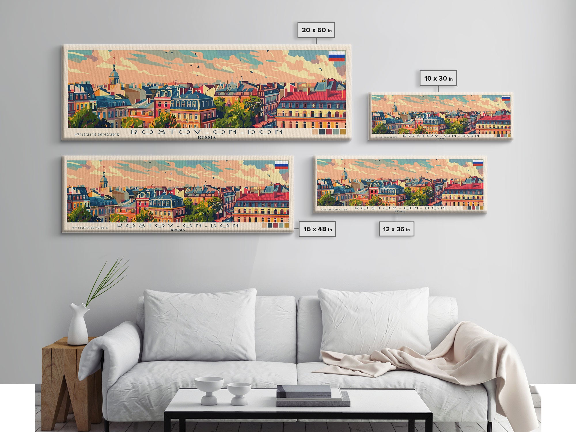 Rostov on Don Russia Panoramic Travel Poster, Framed Canvas Print or Metal Wall Art, Travel Art, Home Decor, Panoramic Painting, Midcentury Art