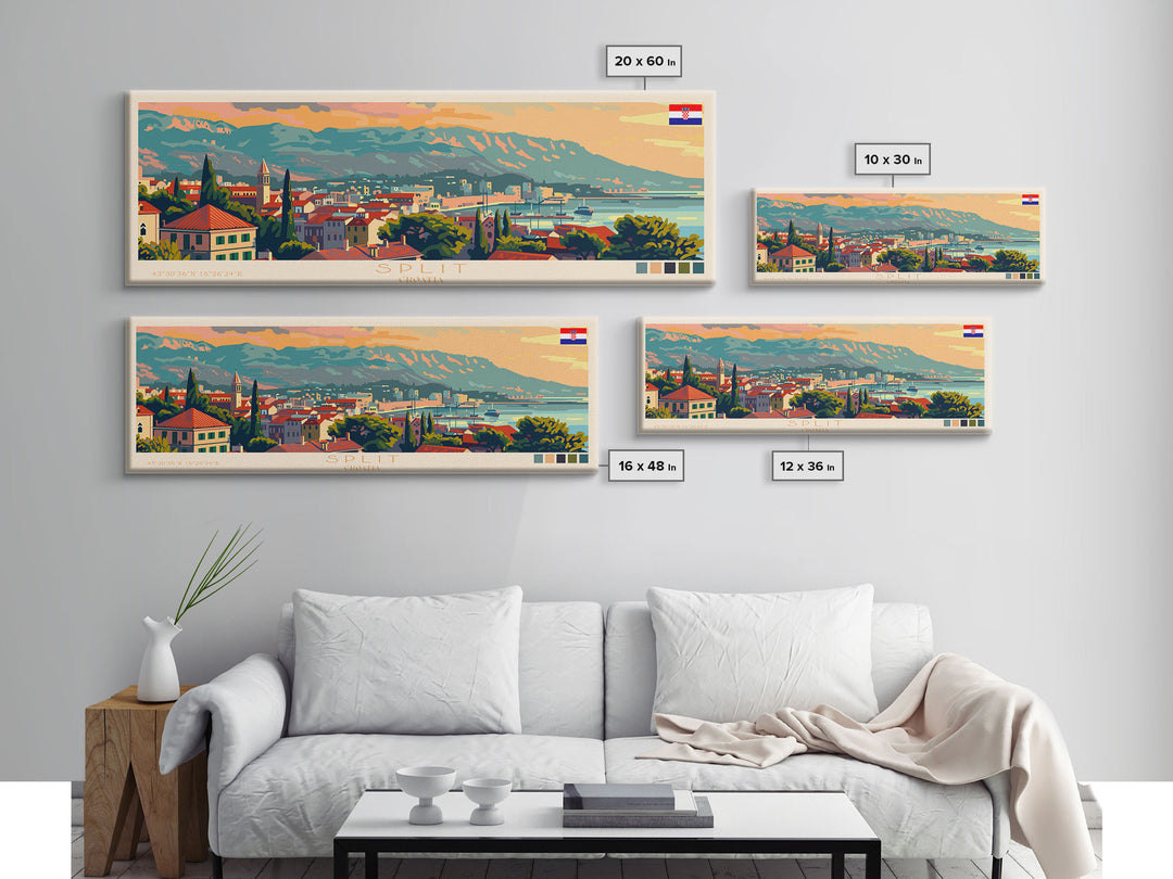 Split Croatia Travel Print Wall Art, Panoramic City Art, Travel Art, Wall Decor, Vacation Gift, Framed Canvas Print Or Metal Art