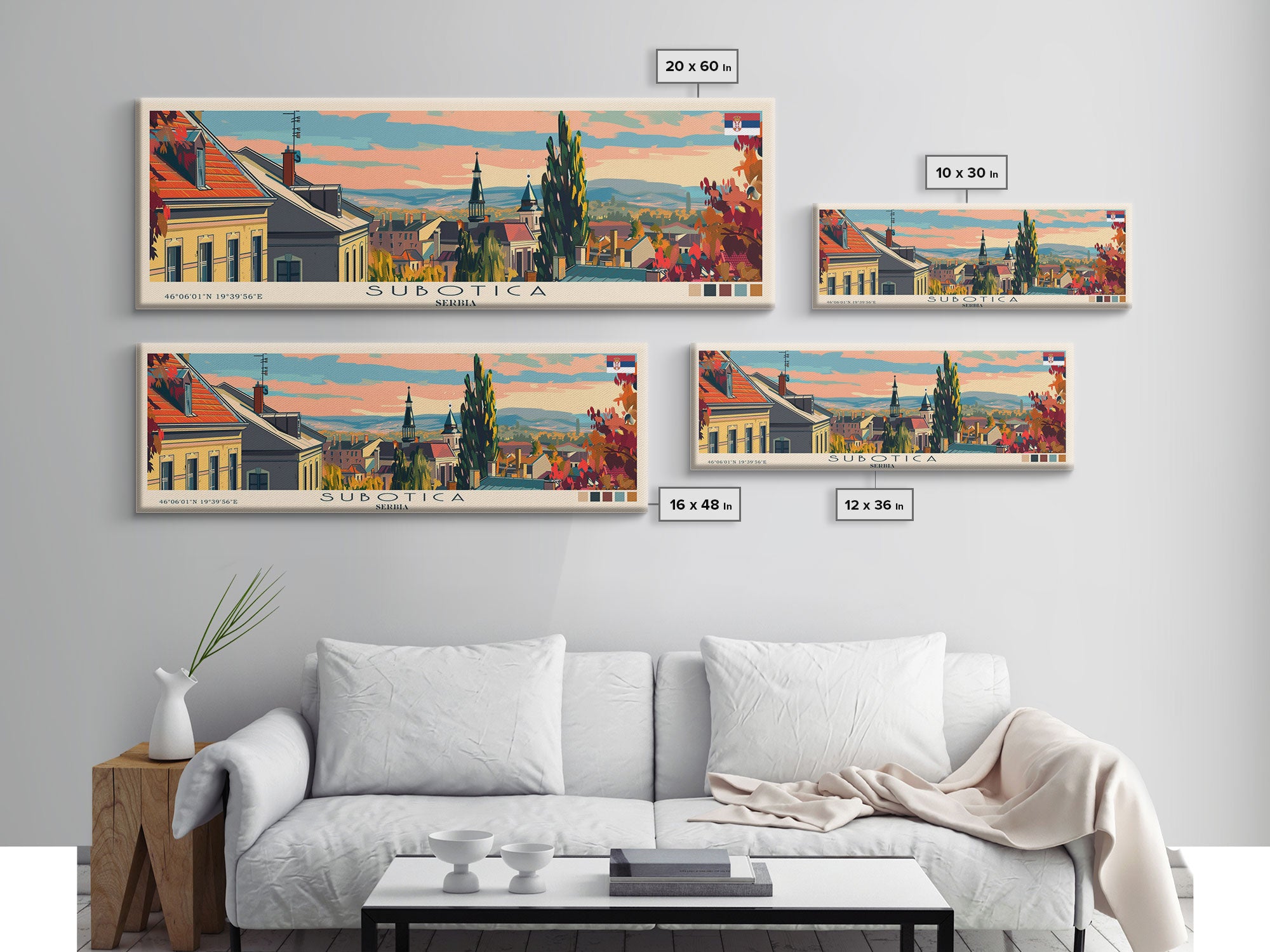 Subotica Serbia Travel Print Wall Art, Panoramic City Art, Travel Art, Wall Decor, Vacation Gift, Framed Canvas Print Or Metal Art