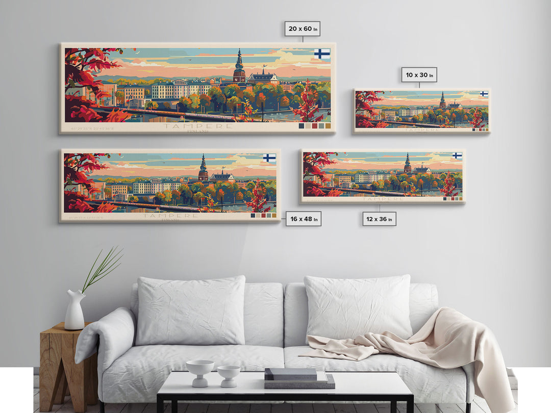 Tampere Finland Travel Print Wall Art, Panoramic City Art, Travel Art, Wall Decor, Vacation Gift, Framed Canvas Print Or Metal Art