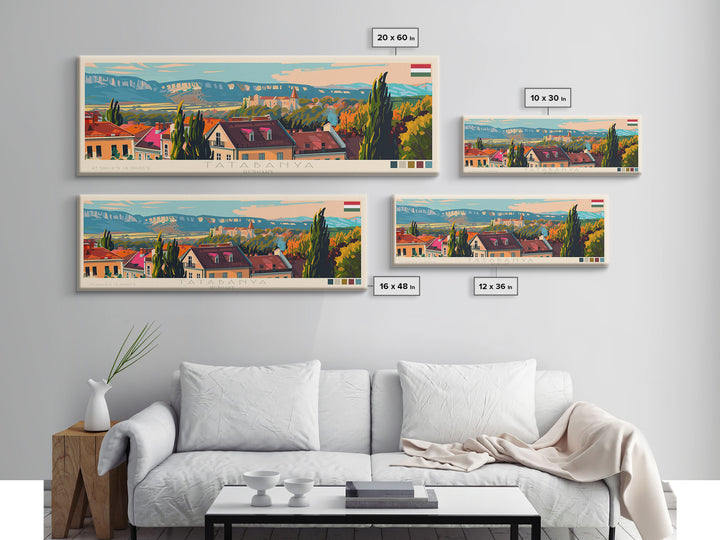 Tatabanya Hungary Travel Print Wall Art, Panoramic City Art, Travel Art, Wall Decor, Vacation Gift, Framed Canvas Print Or Metal Art