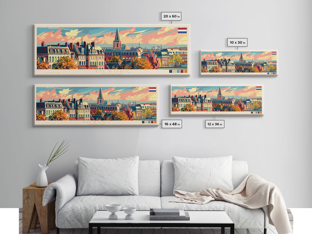 Tilburg Netherlands Wall Art, Panoramic Travel Poster, Panoramic Framed Canvas Print, City Wall Art, Wall Hanging Home Decor, Travel Art