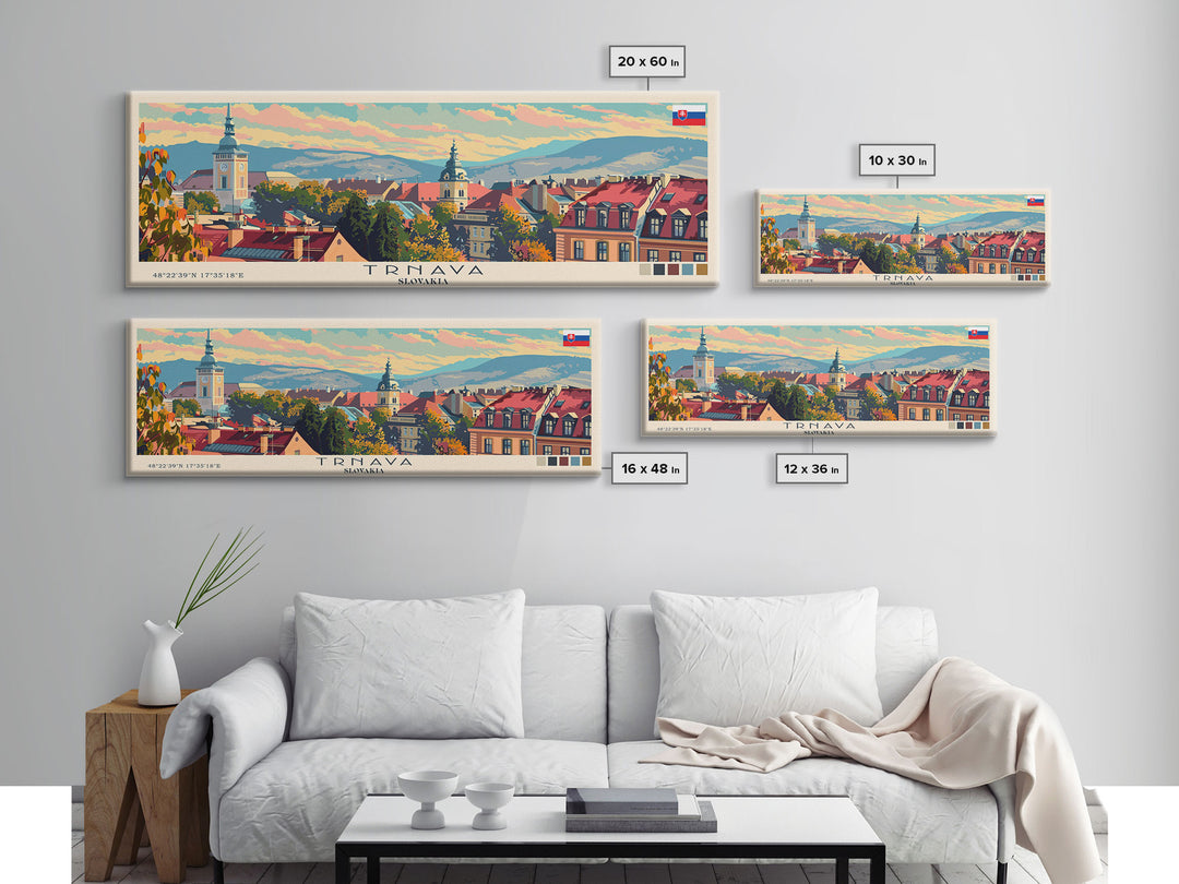 Trnava Slovakia Wall Art, Panoramic Travel Poster, Panoramic Framed Canvas Print, City Wall Art, Wall Hanging Home Decor, Travel Art