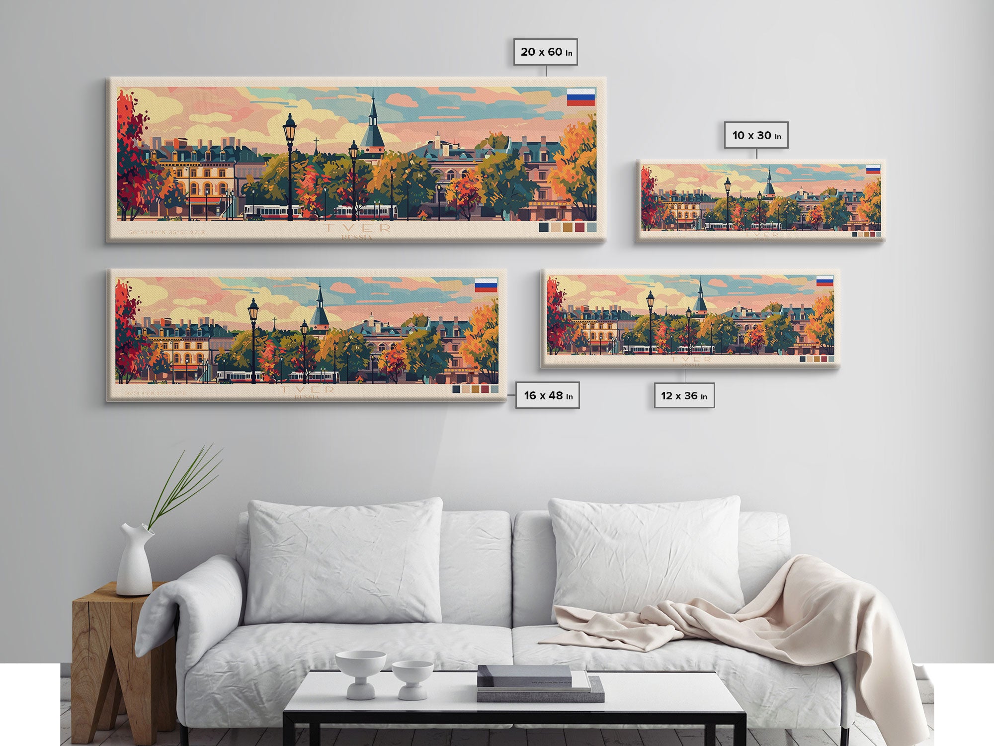 Tver Russia Travel Art, City Art, Framed Canvas Print or Metal Wall Art, Europe Travel Poster, Panoramic Wall Art, Extra Wide Wall Art