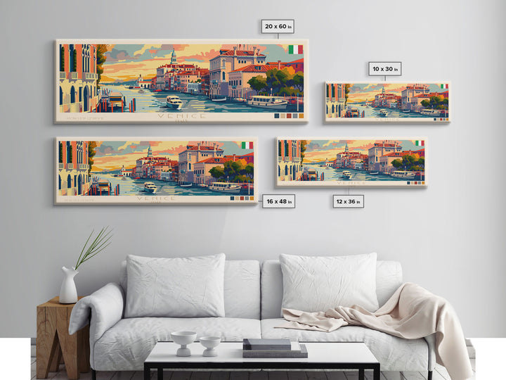 Venice Italy Travel Print Wall Art, Panoramic City Art, Travel Art, Wall Decor, Vacation Gift, Framed Canvas Print Or Metal Art