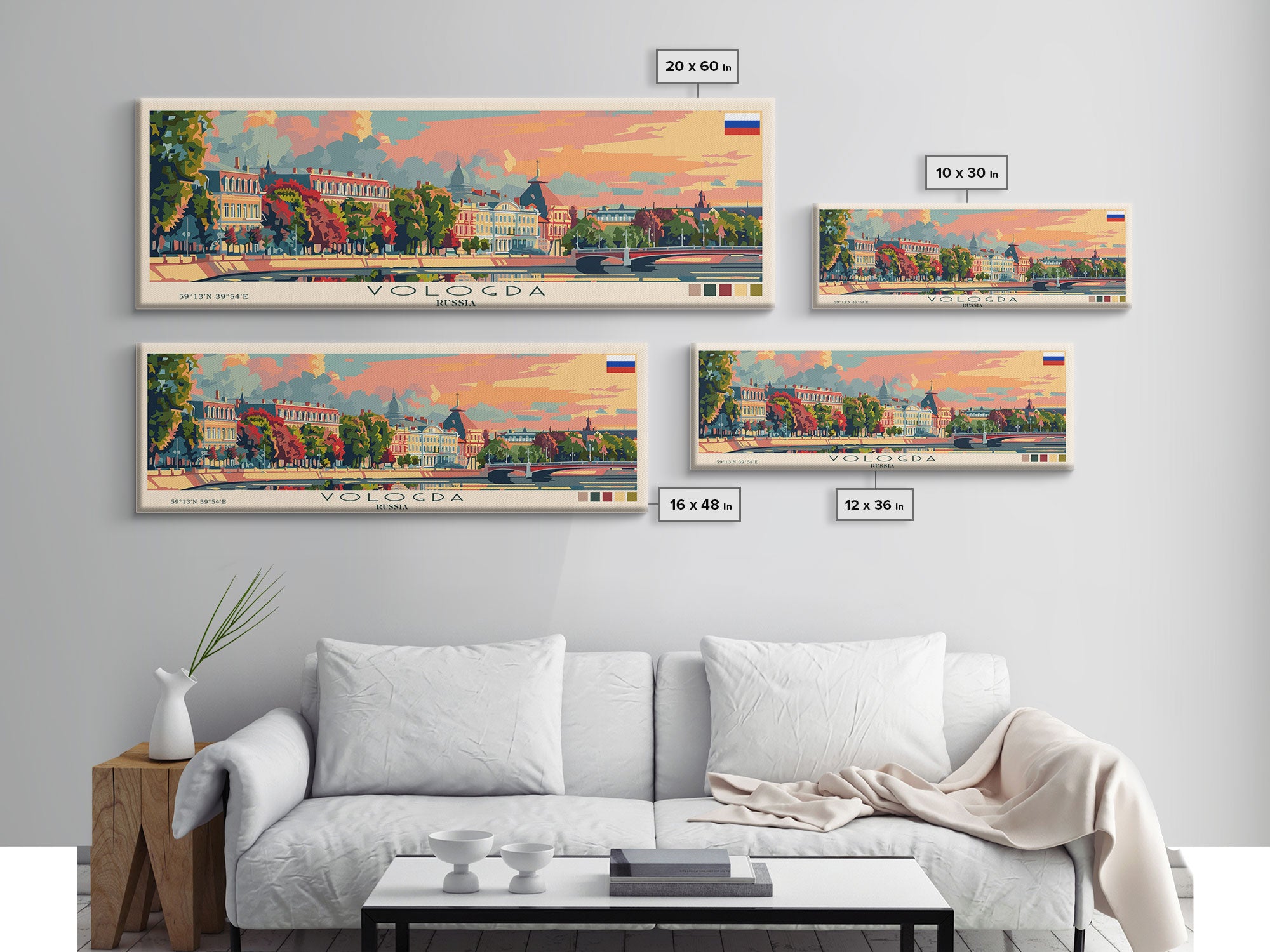 Vologda Russia Wall Art, Panoramic Travel Poster, Panoramic Framed Canvas Print, City Wall Art, Wall Hanging Home Decor, Travel Art