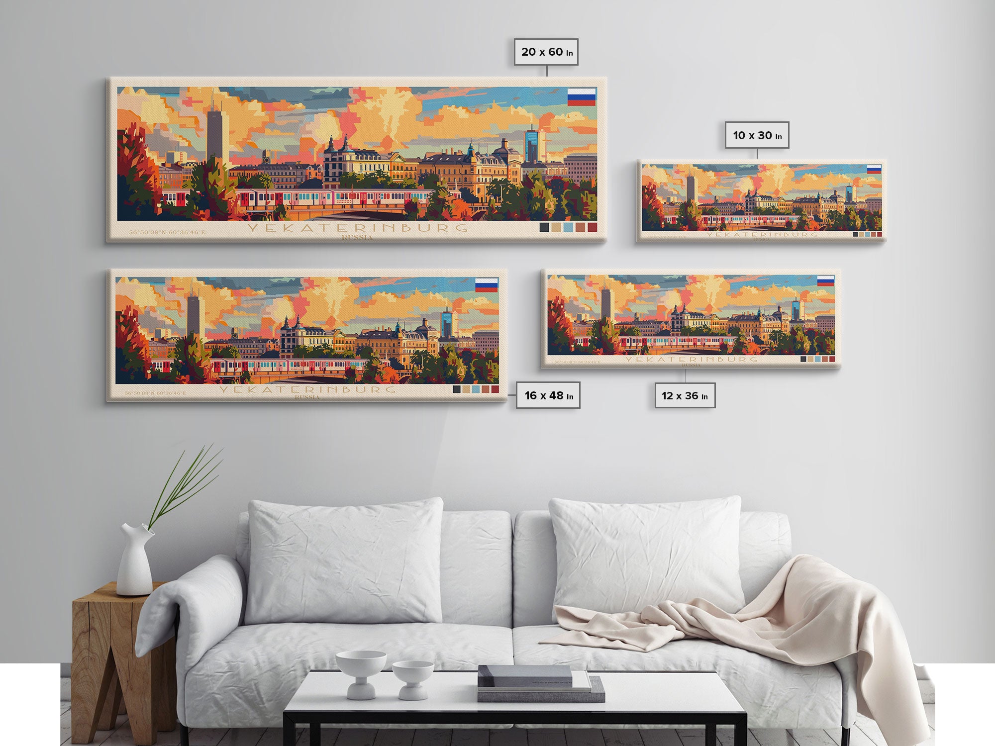 Yekaterinburg Russia Travel Print Wall Art, Panoramic City Art, Travel Art, Wall Decor, Vacation Gift, Framed Canvas Print Or Metal Art