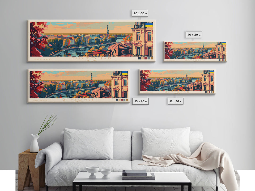 Zhytomyr Ukraine Travel Art, City Art, Framed Canvas Print or Metal Wall Art, Europe Travel Poster, Panoramic Wall Art, Extra Wide Wall Art