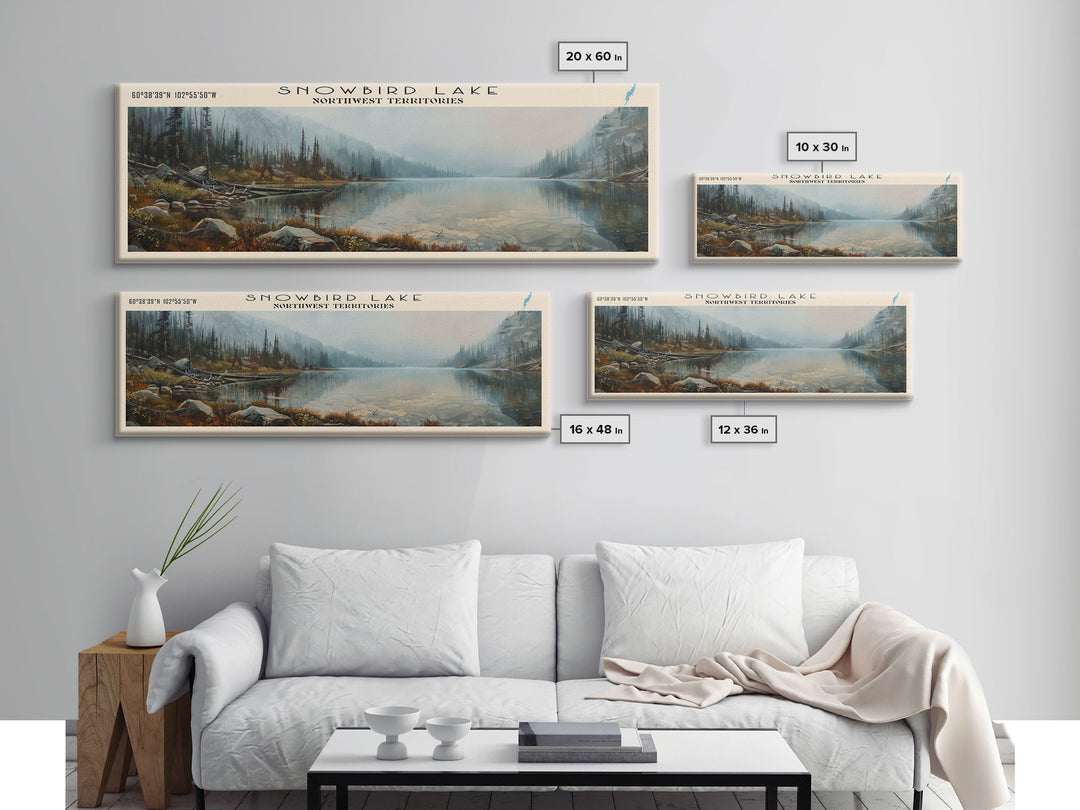 Snowbird Lake Wyoming Panoramic Framed Canvas Print, Lake House Decor, Wall Art, Travel Poster, Tranquil Landscape, Modern Art