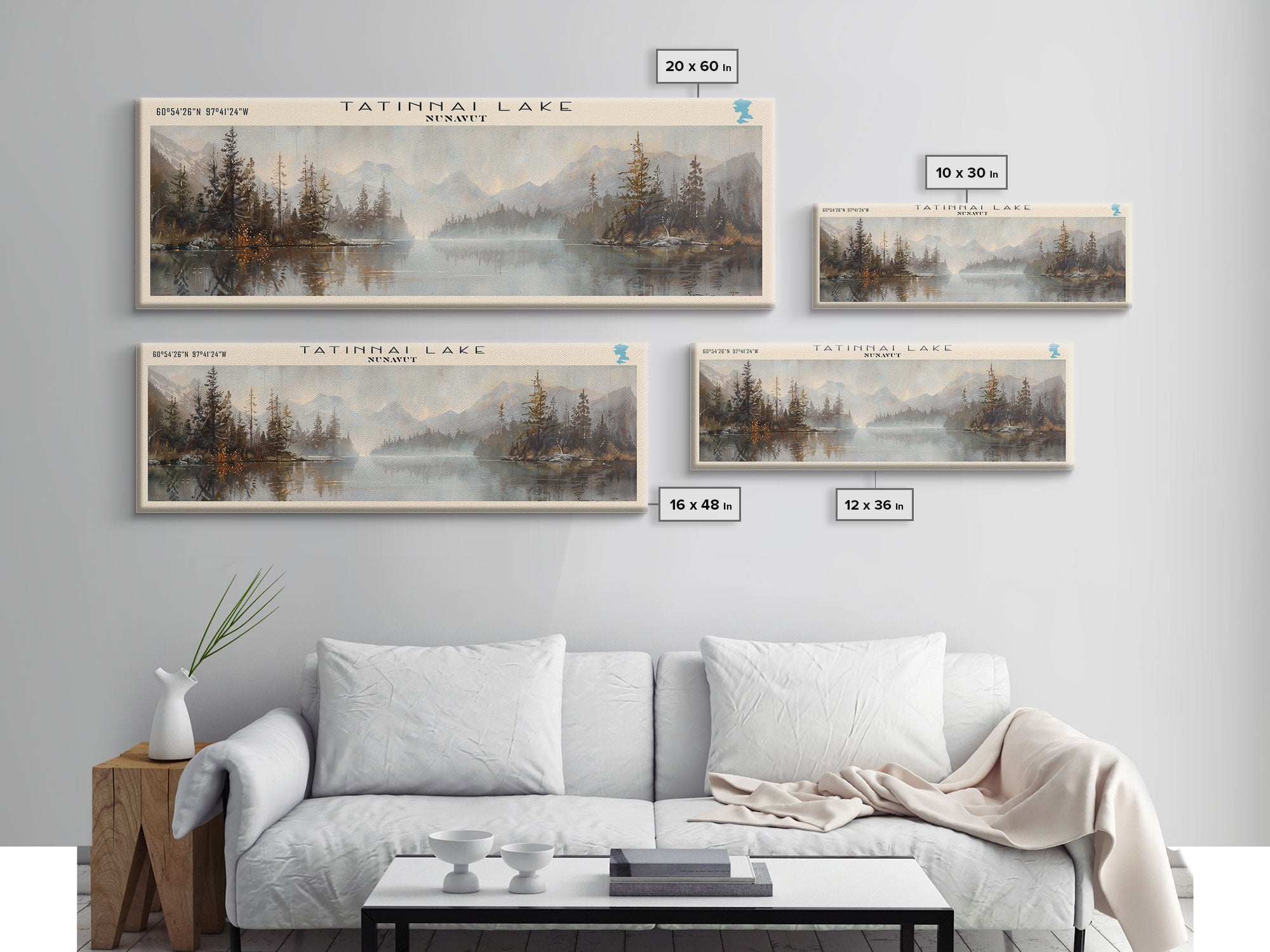 Tatinnai Lake Panoramic Wall Art, Framed Canvas Print, Lake House Decor, Travel Poster, Beautiful Lake Scene, Living Room Decor, Home Decoration