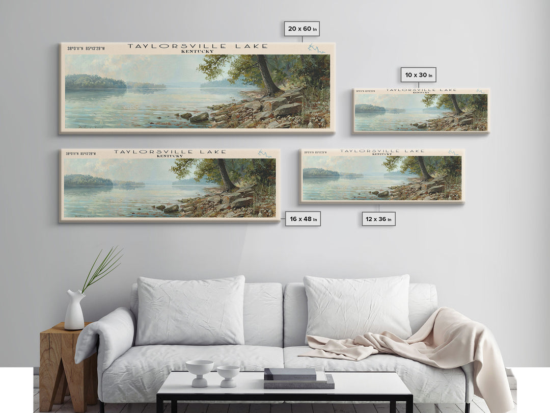 Taylorsville Lake Kentucky Panoramic Wall Art, Framed Canvas Print, Lake House Decor, Travel Poster, Scenic Lake Scene, Bedroom Decor, Wall Art