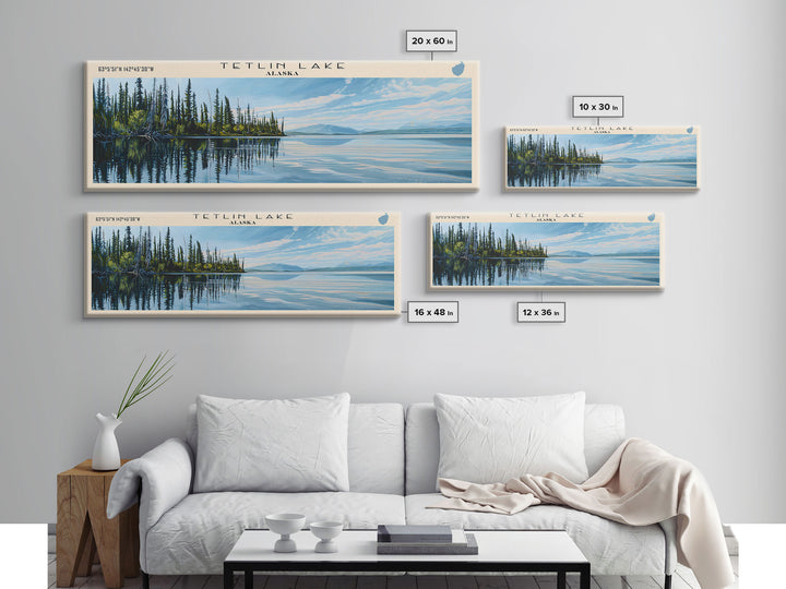 Tetlin Lake Alaska Panoramic Wall Art, Framed Canvas Print, Lake House Decor, Travel Poster, Serene Landscape, Living Room Decor, Nature Art