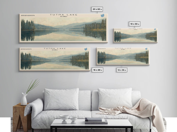 Tutna Lake Panoramic Wall Art, Framed Canvas Print, Lake House Decor, Travel Poster, Beautiful Lake Scene, Bedroom Decor