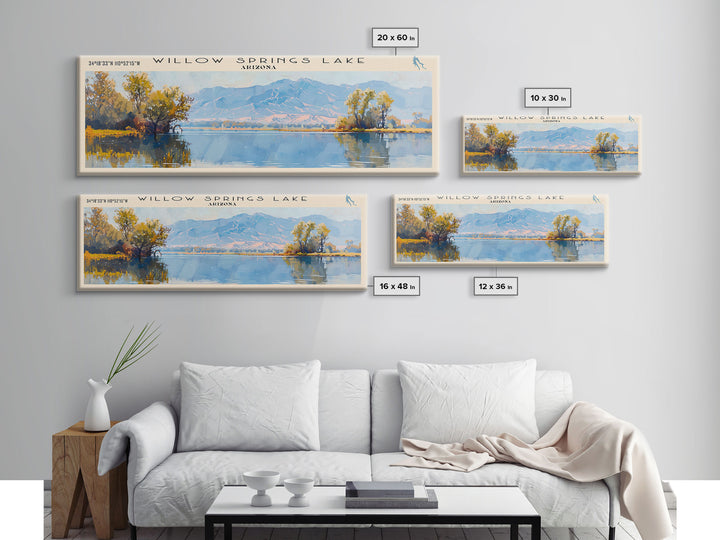 Willow Springs Lake Arizona Panoramic Wall Art, Framed Canvas Print, Lake House Decor, Travel Poster, Beautiful Lake Scene, Living Room Art