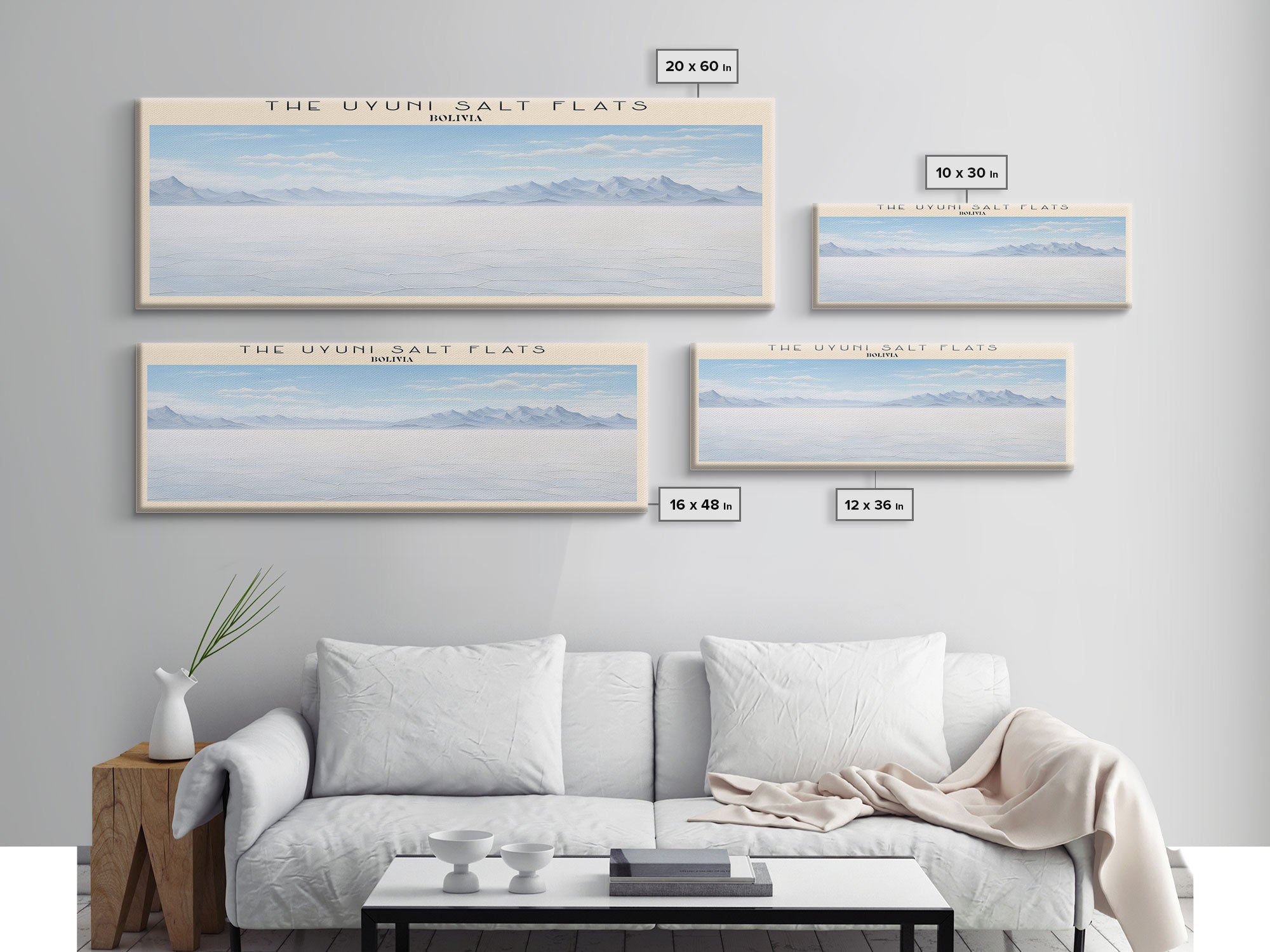 The Uyuni Salt Flats COUNTRY | Framed Travel Poster Canvas Print | Trendy Wall Art | Watercolor Painting | Living Room Art | Unique Art